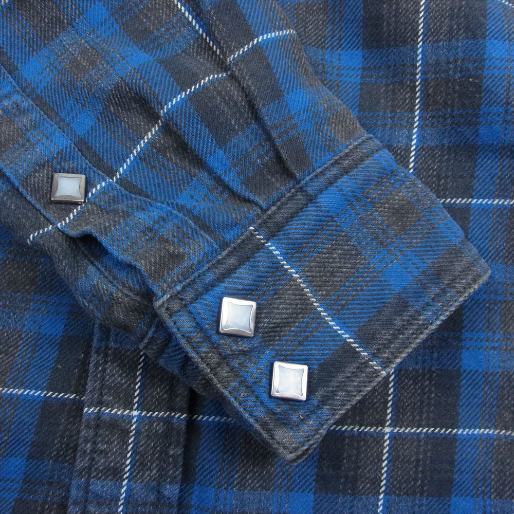 THE FLAT HEAD ザフラットヘッド 長袖 ウエスタン チェック ネル シャツ ネイビー系 38【中古】