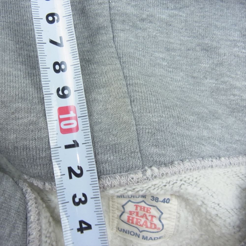 THE FLAT HEAD ザフラットヘッド Hooded Sweatshirt ネイティブ柄 長袖 フルジップ スウェット パーカー グレー系 M【中古】