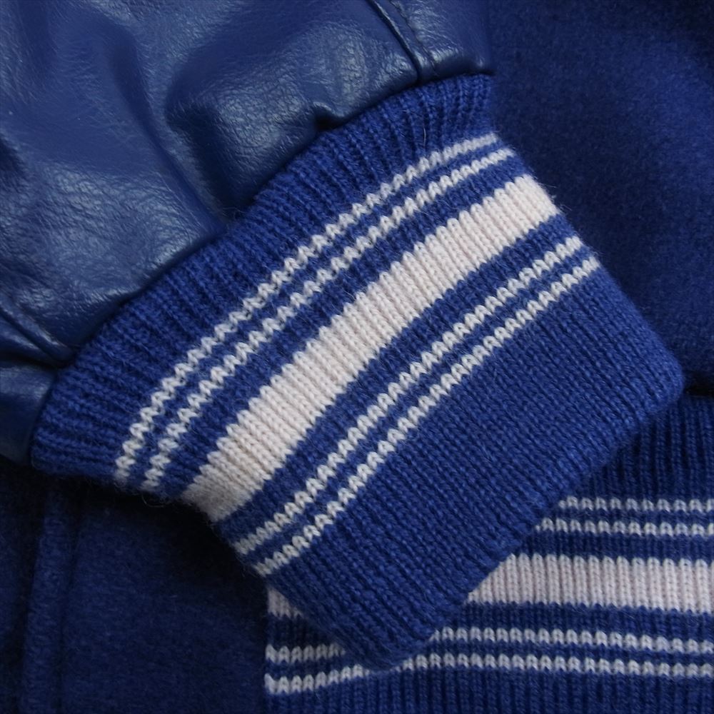 ファブニット 60s ヴィンテージ 袖レザー U 3 スタジャン アワード ジャケット ブルー系 34【中古】