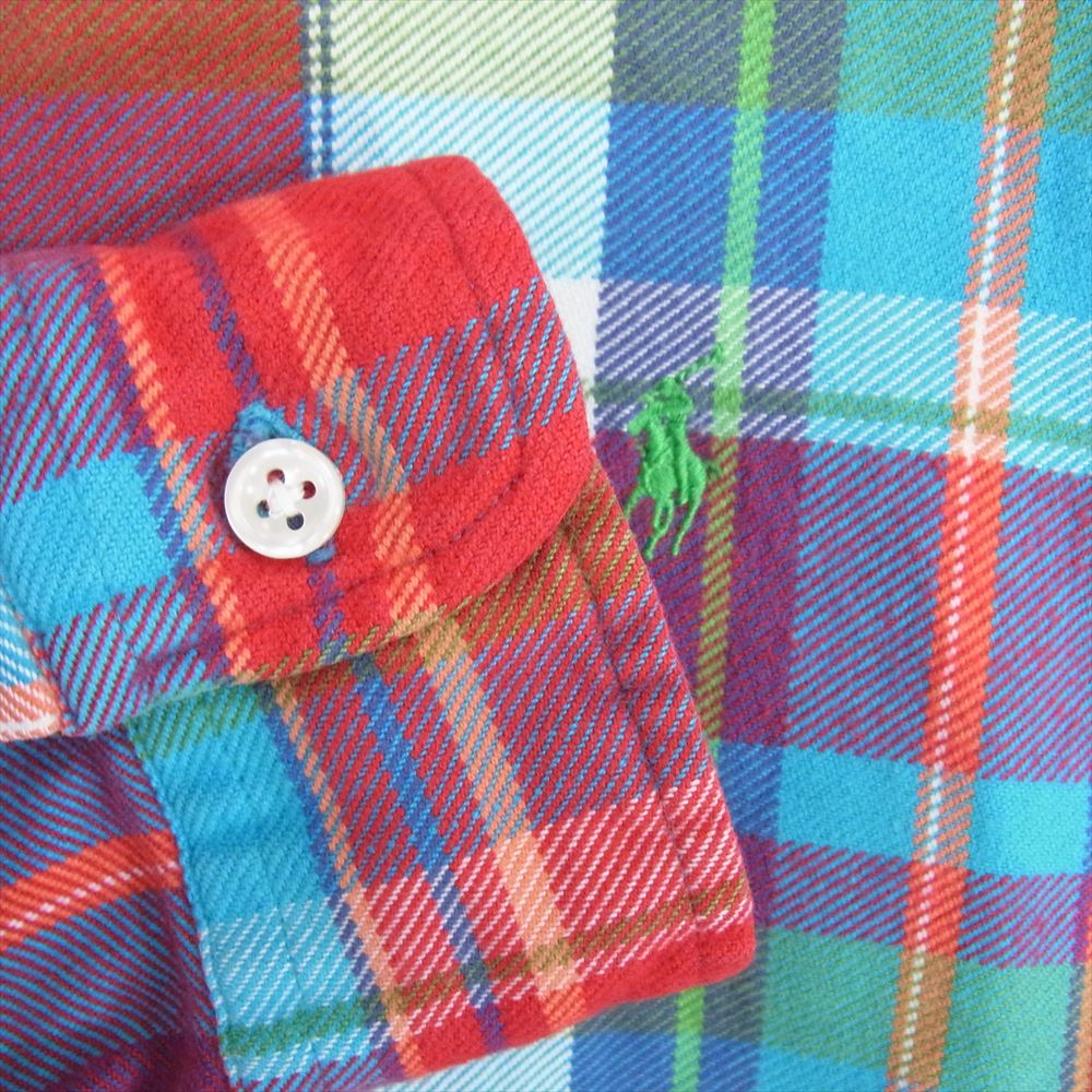 RALPH LAUREN ラルフローレン ネルチェック BD 長袖 シャツ レッド系 M【中古】