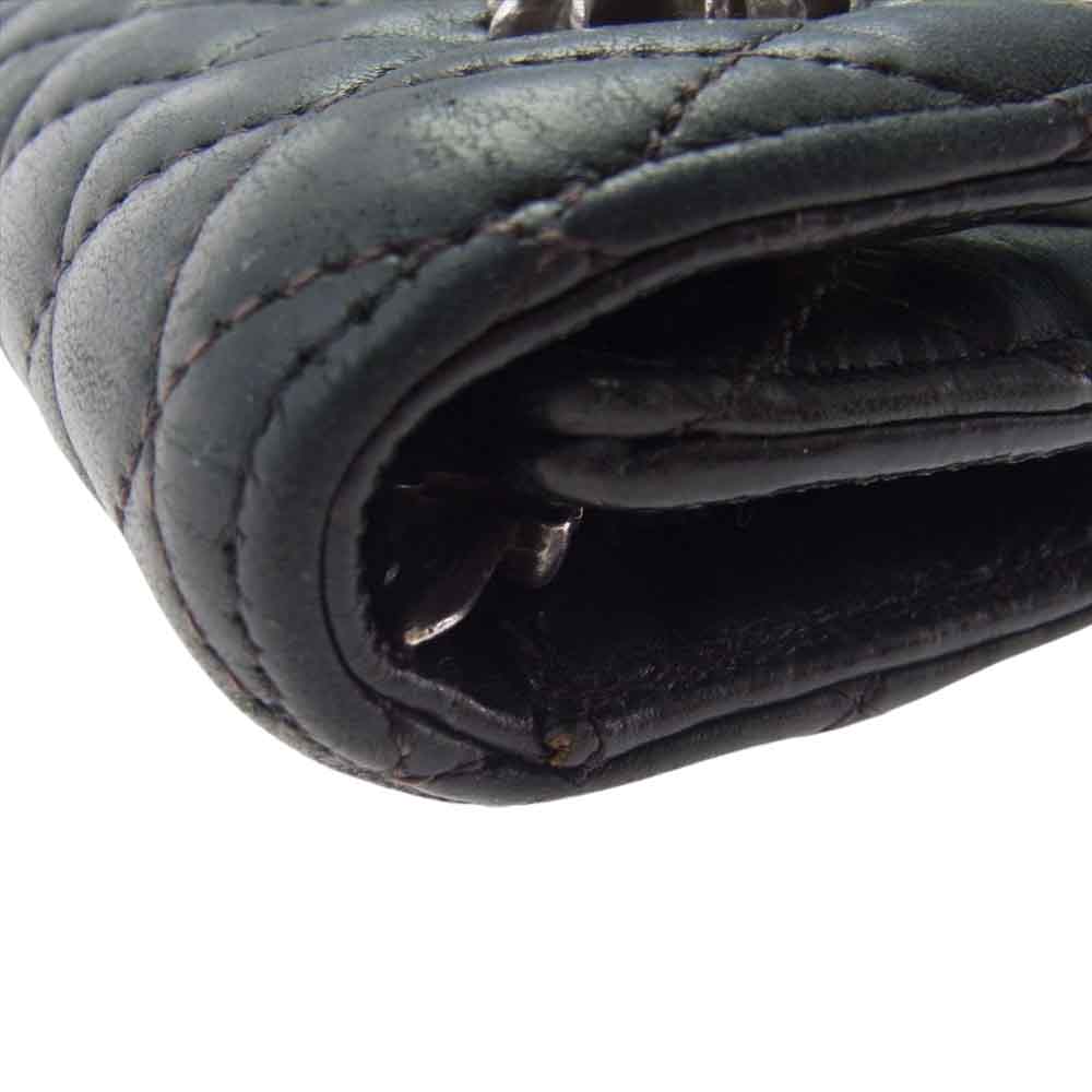CHROME HEARTS クロムハーツ(原本無) QUILTED WAVE WALLET 3SNAP キルティング ウェーブ 3スナップ クロス ウォレット ブラック系【中古】