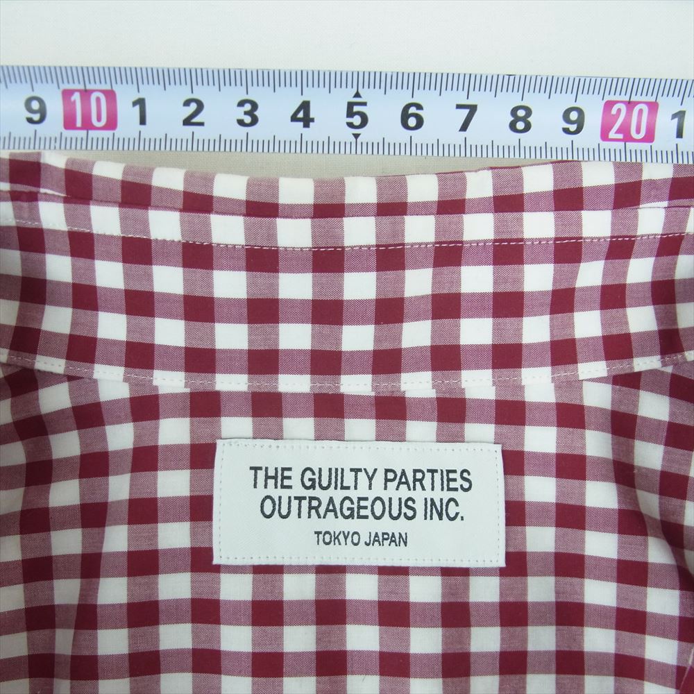 WACKO MARIA ワコマリア 15SS-TM-07-10 PIN OX GINGHAM CHECK BD SHIRT ギンガム チェック ボタン ダウン 長袖 シャツ レッド系 ホワイト系 M【中古】