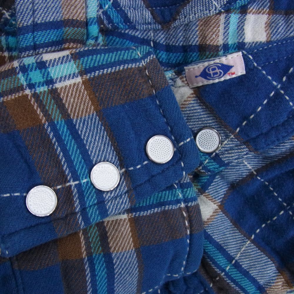 Pherrow's フェローズ チェック ネル 長袖 シャツ ブルー系 LG【中古】