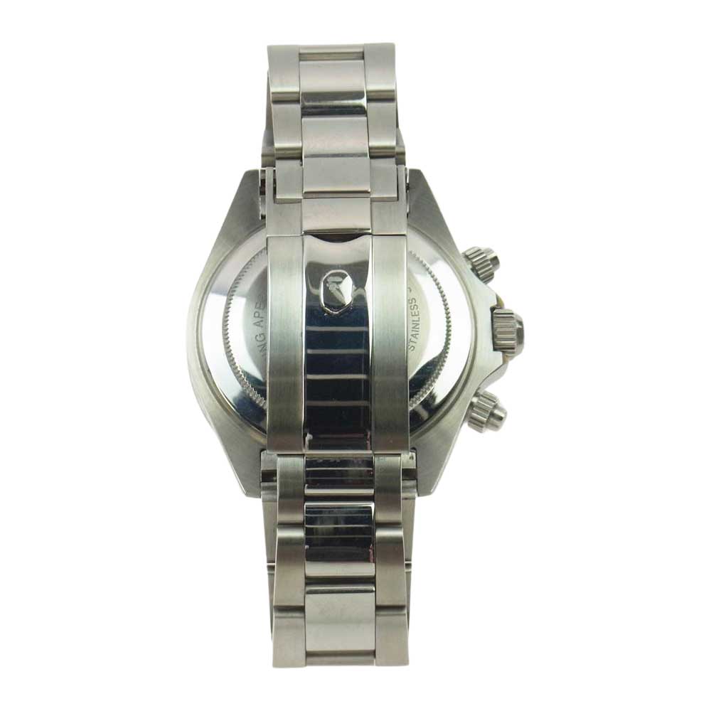 A BATHING APE アベイシングエイプ T003 BAPEX ベイペックス デイトナタイプ 腕時計 ウォッチ シルバーカラー ホワイト文字盤 シルバー系【中古】