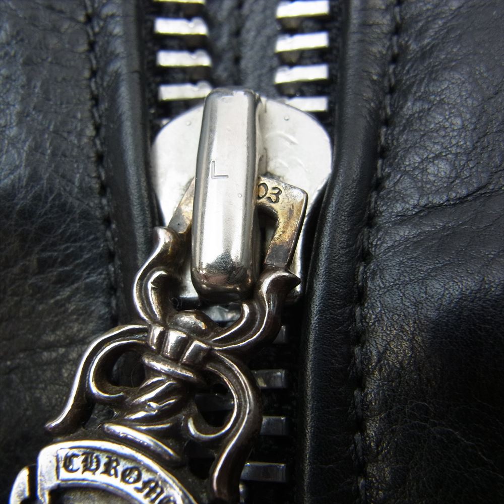 CHROME HEARTS クロムハーツ(原本無) 2255-304-5357 国内正規品 PERFECT PANOSH LTHR パーフェクト 3ダガージップ 3クロスボールジップ カウレザー シングルライダース ジャケット ブラック系 M【中古】
