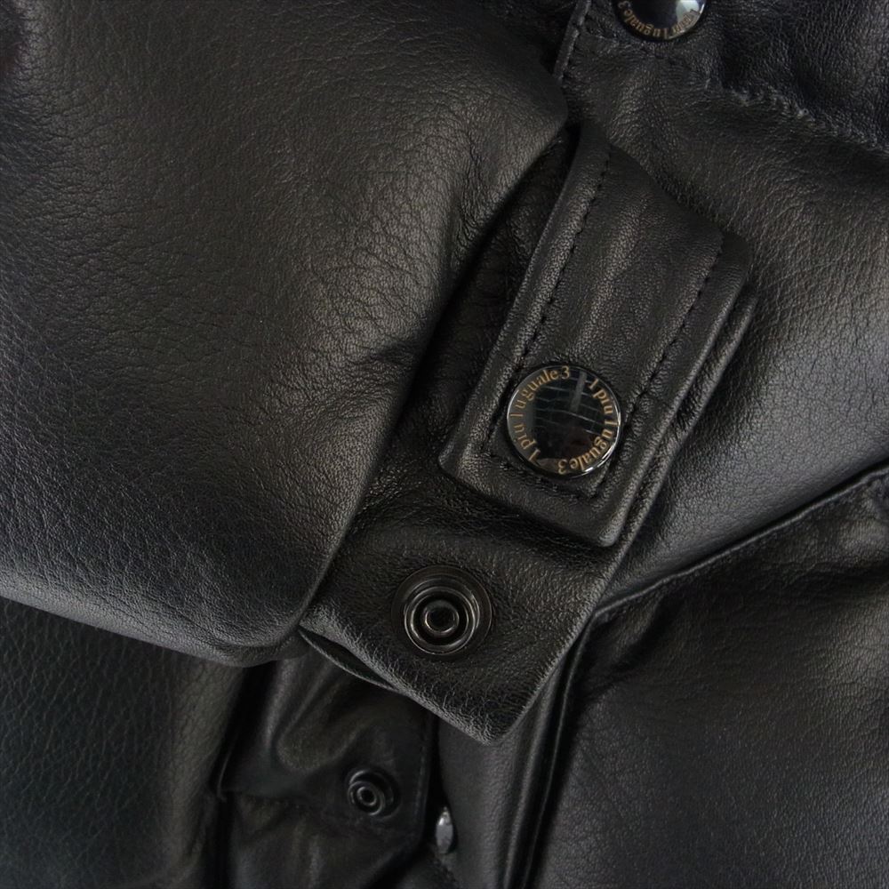 1piu1uguale3 ウノピュウノウグァーレトレ MRB337 LAB028 × ROCKY MOUNTAIN ロッキーマウンテン ボア レザー ダウン ジャケット ブラック系 IV(4)【中古】