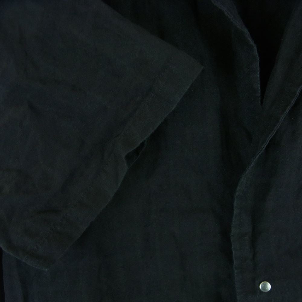 wjk ダブルジェイケイ シワ加工 コットン リネン フック 半袖 シャツ ブラック系 L【中古】