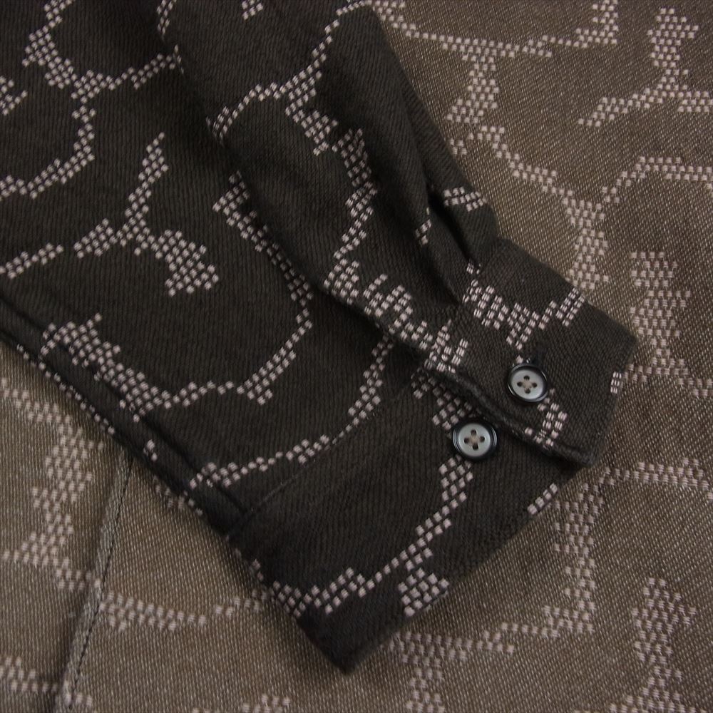 クオン 141SH061100 Open Collar Shirt -BISHAMON KIKKO 毘沙門亀甲 オープンカラー シャツ ブラウン系 M【極上美品】【中古】