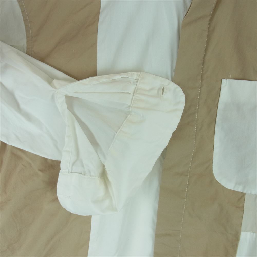 Engineered Garments エンジニアードガーメンツ Combo Short Collar Shirt パッチワーク コットン 長袖 シャツ ホワイト系 ベージュ系 XS【中古】
