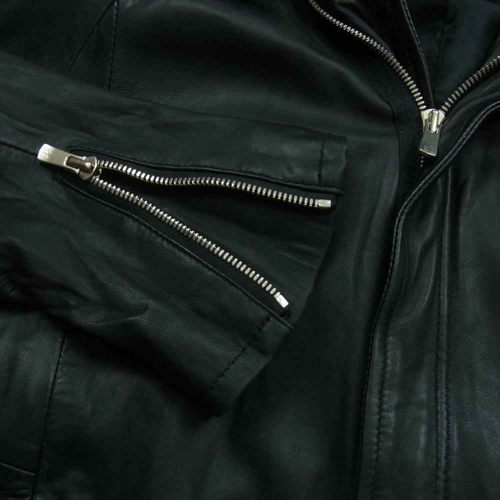 バジュラ 113UL01 シープスキン 羊革 レザー パーカー ハイネック レザージャケット パキスタン製 ブラック系 2【中古】