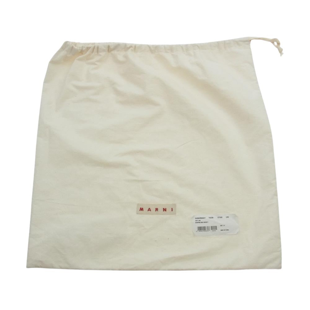 MARNI マルニ SHMHR08A01 ロゴレザー DEEP LAKE フラワー カフェ ストライプ トートバッグ マルチカラー系 UNI【新古品】【未使用】【中古】