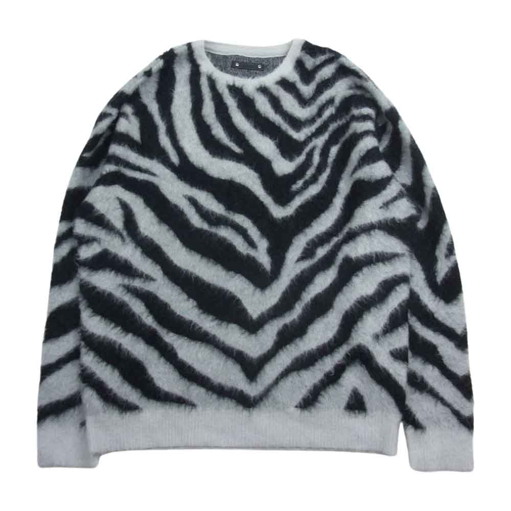 MINEDENIM マインデニム 2310-6002-07-022 Zebra Mohair Knit Crewneck Pullover ゼブラ モヘア クルーネック プルオーバー ニット ブラック系 ホワイト系 2【中古】 MINEDENIM マインデニム 2310-6002-07-022 Zebra Mohair Knit