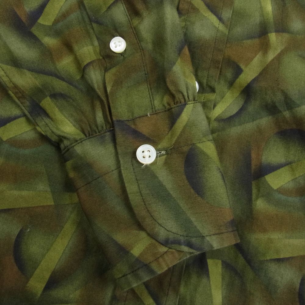 EVISU エヴィス YAMANE 総柄 ボタンダウン 長袖 シャツ カーキ系 37【中古】