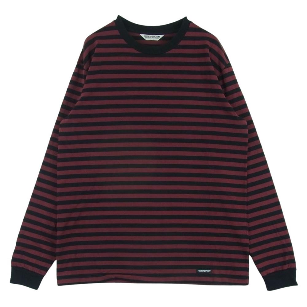 COOTIE クーティー ボーダー 長袖 Tシャツ コットン 日本製 ワイン 