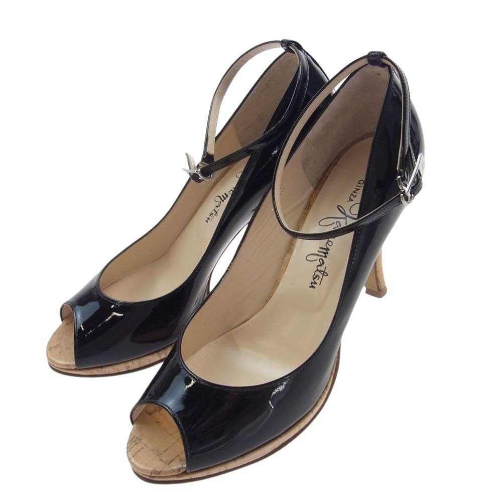 【新品・未使用】銀座かねまつ　エナメルブラックパンプス 23cm GINZA Kanematsu - 銀座 かねまつ 靴 23.0 木型 ワイズ D エナメル 黒
