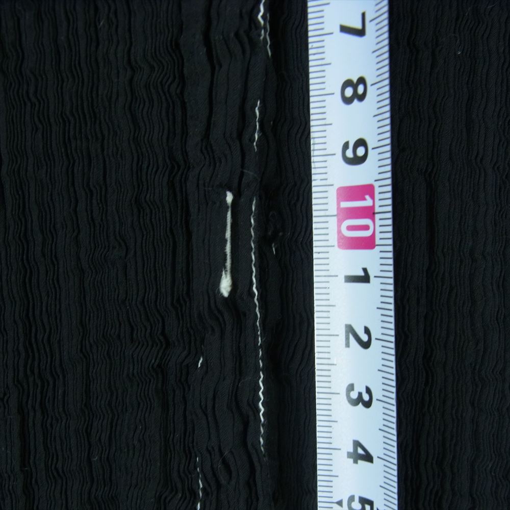 ISSEY MIYAKE イッセイミヤケ MI63FJ411 me ミー ステッチデザイン シワ加工 ポケット付き 長袖 シャツ ブラウス ブラック系 -【中古】