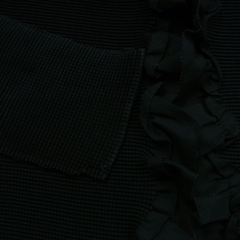 ISSEY MIYAKE イッセイミヤケ me ミー MI71FO201 メッシュ フリル加工 ボタンレス カーディガン ブラック系 -【中古】