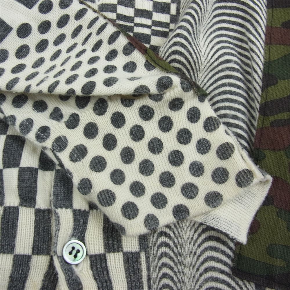 COMME des GARCONS コムデギャルソン AD2000 GN100050 本ライン アーカイブ 幾何学柄 カモフラライン パッチ カーディガン ホワイト系【中古】