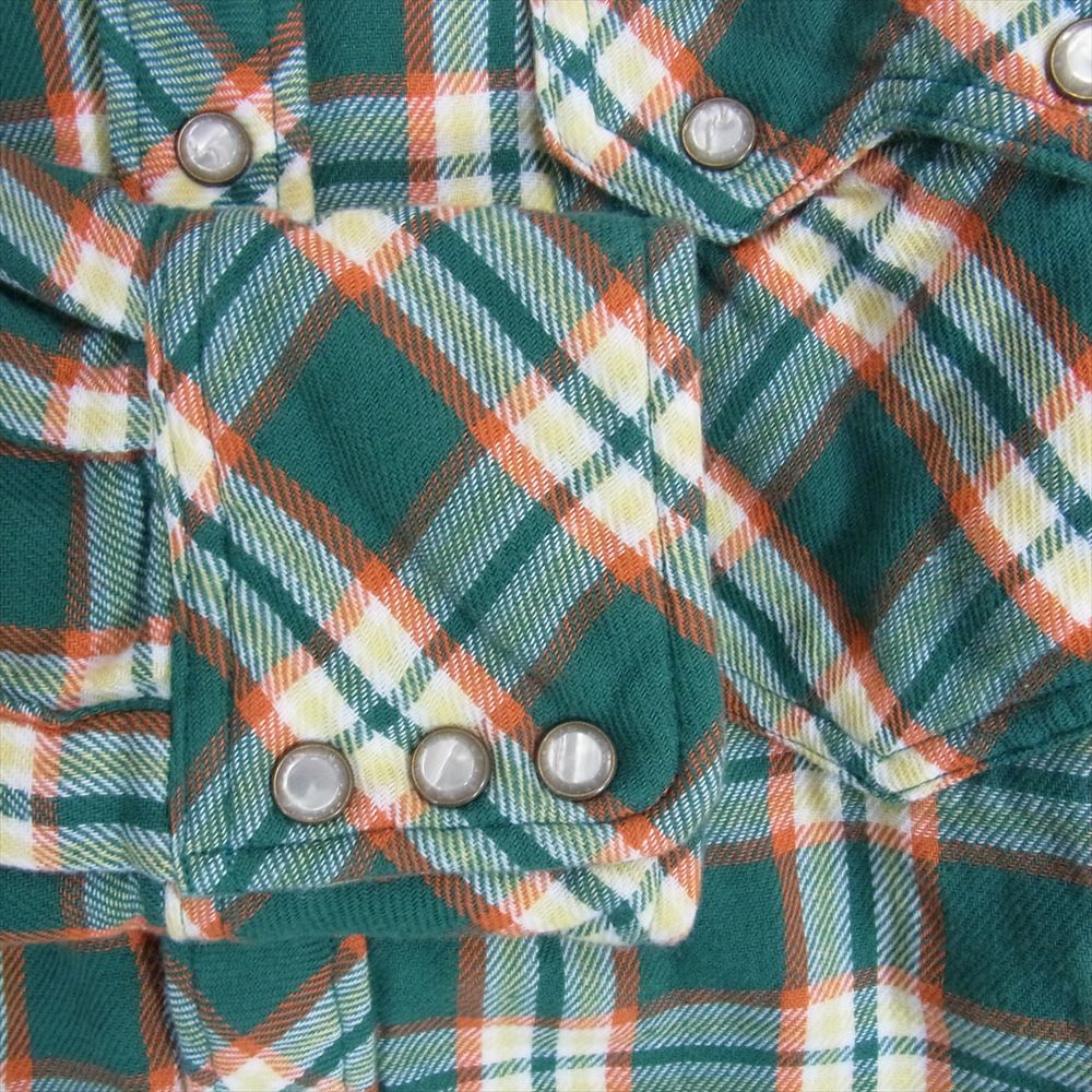 TMT ティーエムティー TSH-F16SP04 ORIGINAL DOUBLE GAUZE CHECK WESTERN SHIRTS ROCK CANDY インセンス別注 ダブル ガーゼ シャツ 長袖 グリーン系 M【美品】【中古】