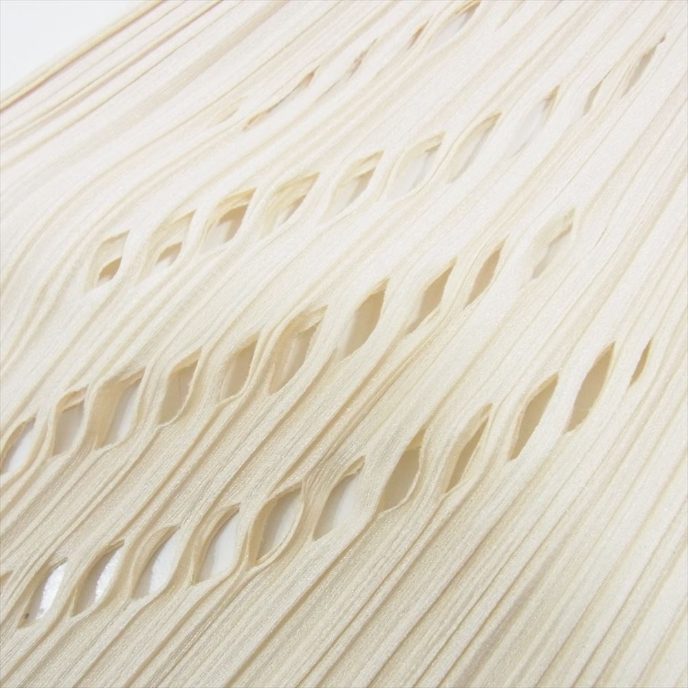 PLEATS PLEASE プリーツプリーズ イッセイミヤケ PP63-JK532 プリーツ加工 デザインカット フレンチスリーブ カットソー 半袖 イエロー系 3【美品】【中古】