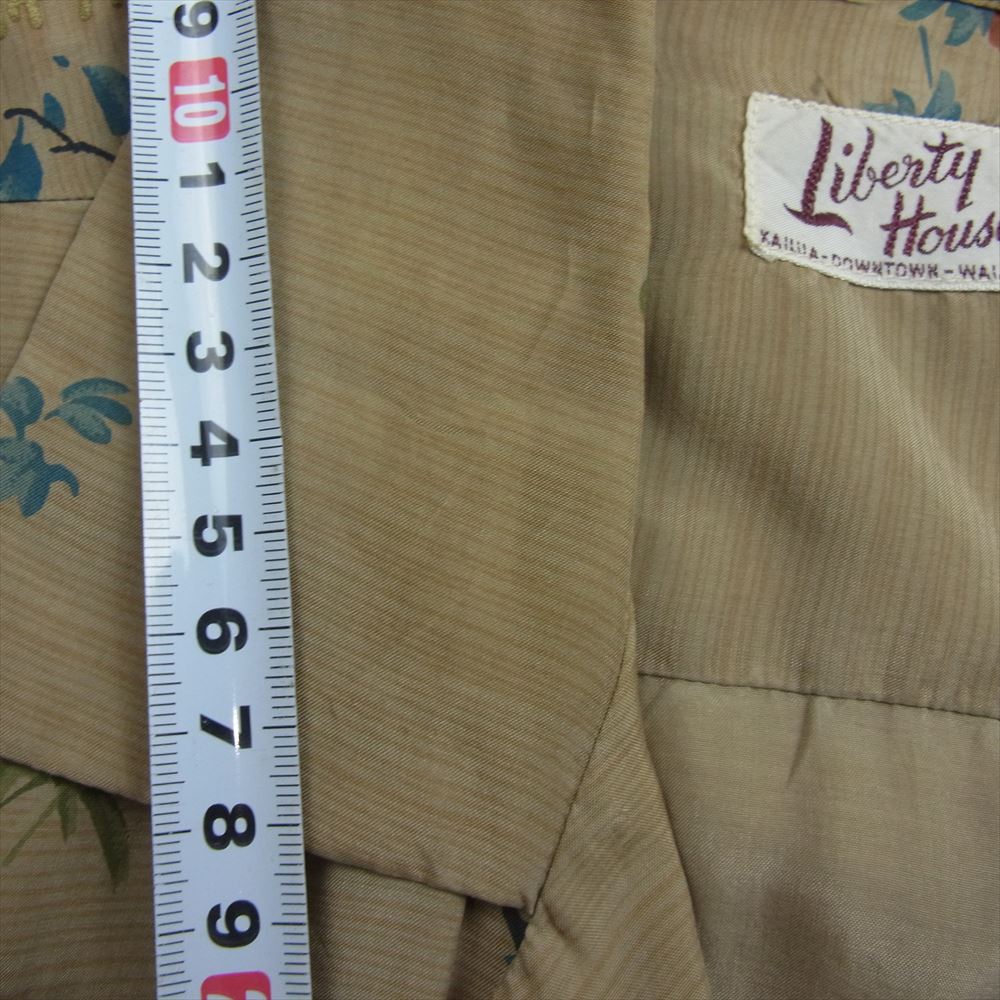 リバティハウス 総柄 オープン アロハシャツ ベージュ系【中古】