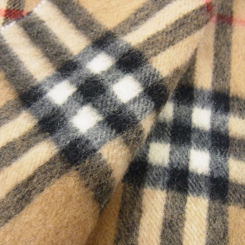 BURBERRY バーバリー ウール ノバチェック フリンジ マフラー ストール ベージュ系【中古】