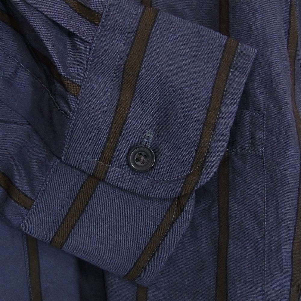 TOMORROWLAND トゥモローランド WS019CU コットン キュプラ ストライプ 長袖 シャツ ネイビー系 L【中古】