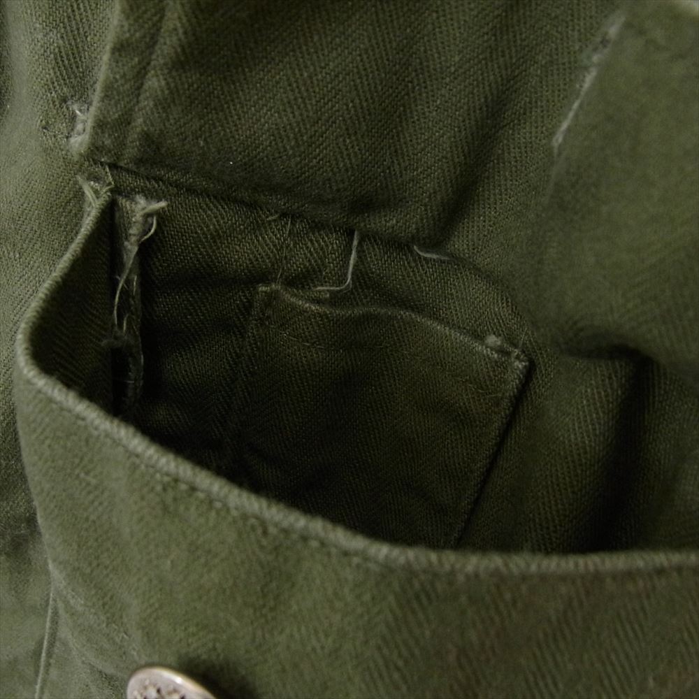 アメリカ軍 40s~50s M-47 HBT 月桂樹ボタン ヘリンボーン ユーティリティ ミリタリー ジャンブル ファティーグ シャツ ジャケット カーキ系 サイズ表記無【中古】