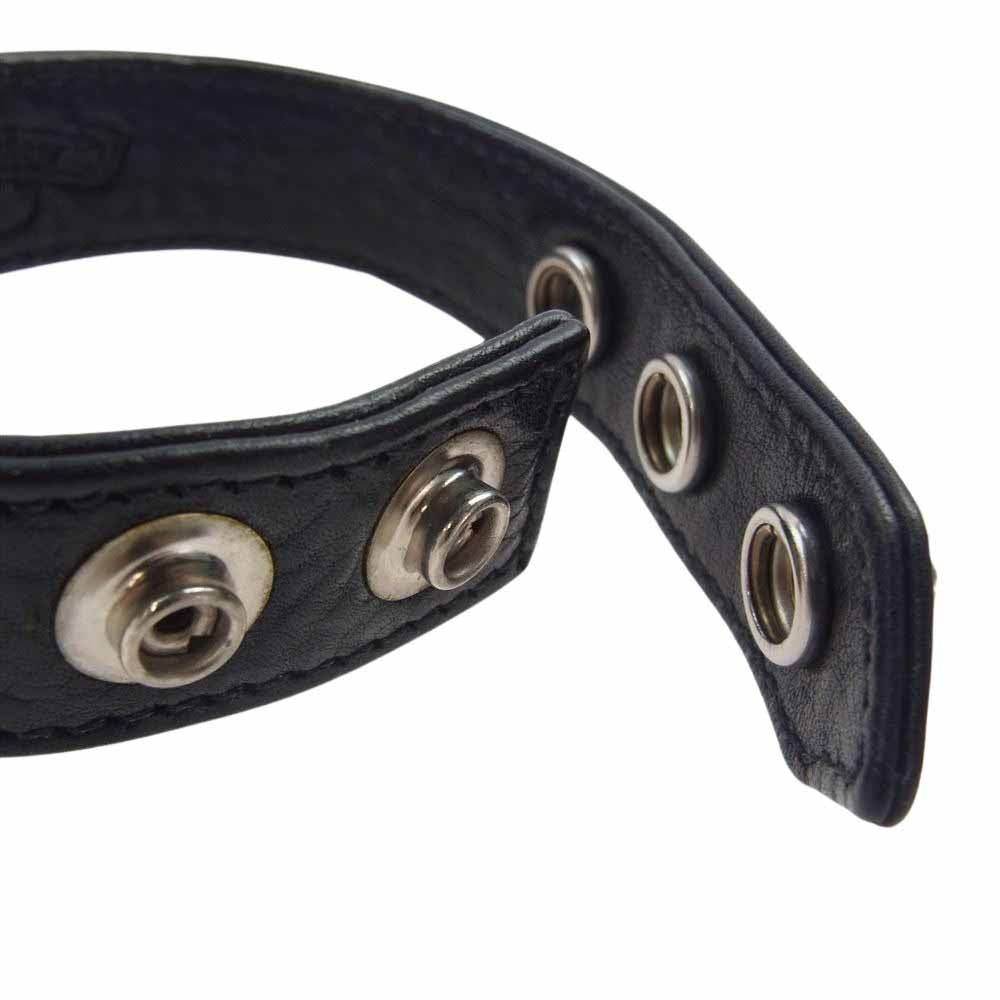 CHROME HEARTS クロムハーツ(原本無) 3BTN 2SNP クロスボール 3ボタン 2スナップ レザーブレスレット ブラック系【中古】
