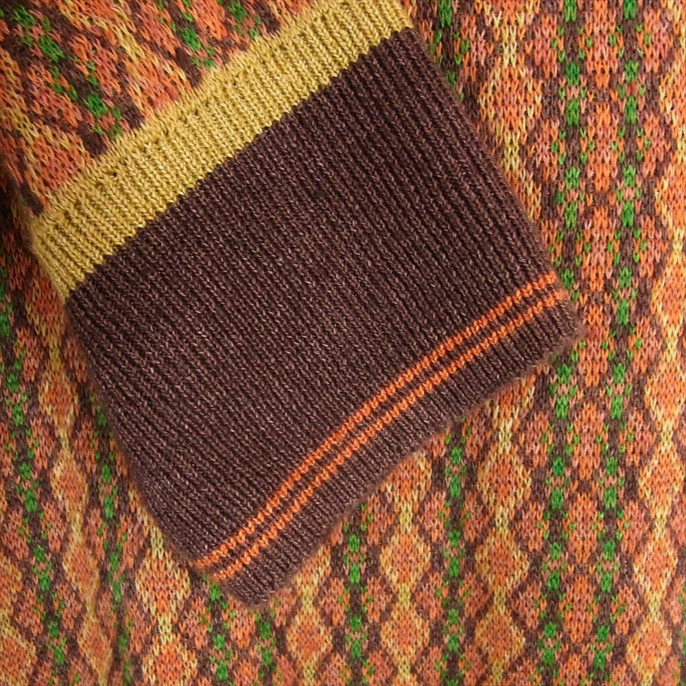 ウェールズボナー 22SS MS22KN01 Orchestre jacquard sweater オーケストラ ジャガード ハイネック ニット セーター オレンジ系 XS【中古】