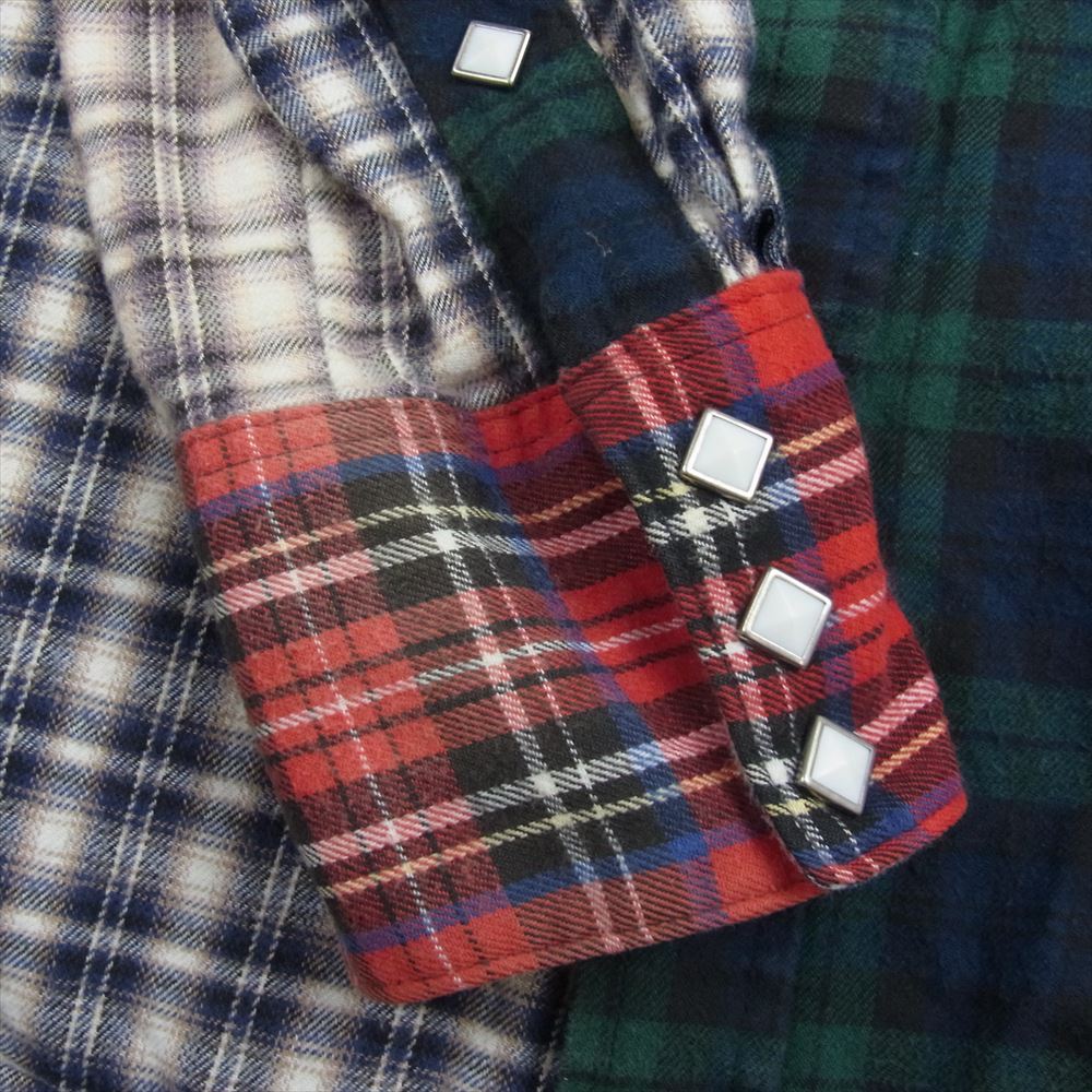 ロックマウント クレイジーパターン ネルチェック ウエスタン シャツ 白ボタン マルチカラー系 14.5×32【中古】