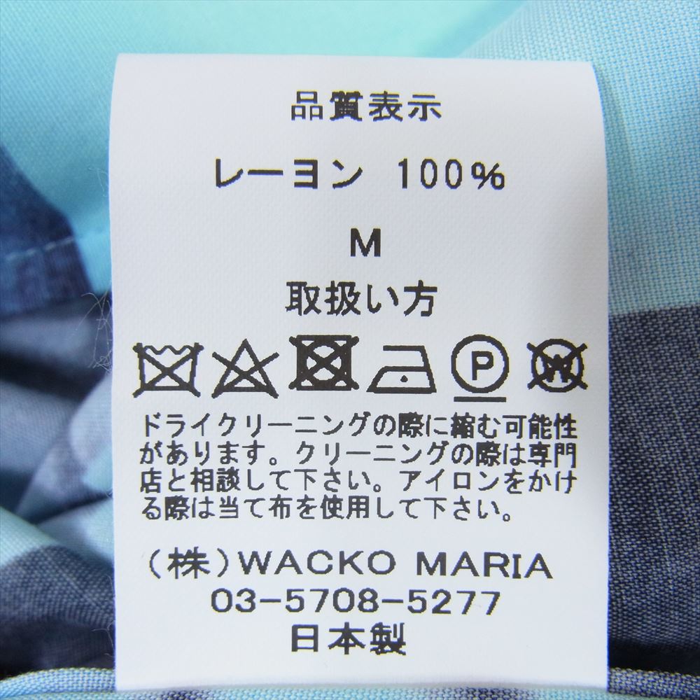 WACKO MARIA ワコマリア 22AW BOBMARLEY-WM-HI05 × BOB MARLEY HAWAIIAN SHIRT ボブマーリー ハワイアン 長袖 シャツ ブルー系 M【美品】【中古】
