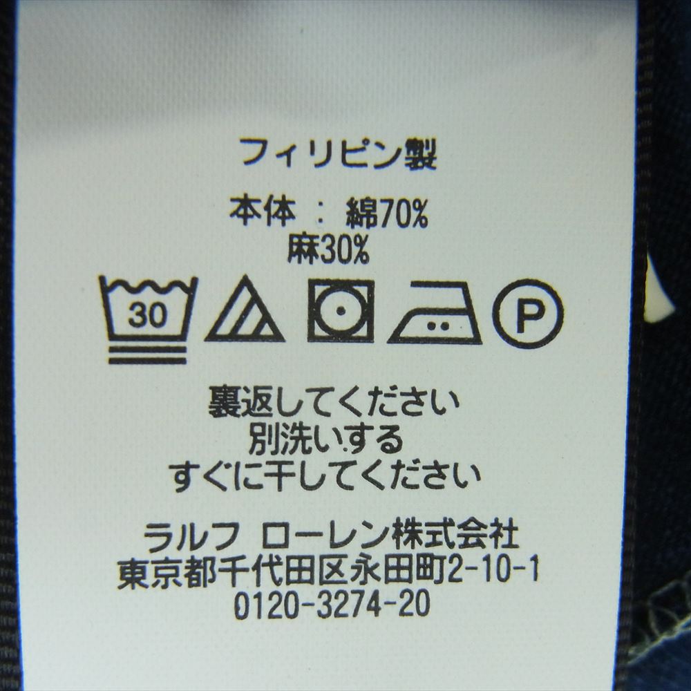 RALPH LAUREN ラルフローレン Logo Indigo Jersey T-Shirt コットンリネン インディゴ ネイティブ ロゴ プリント 半袖 Tシャツ インディゴブルー系 S【中古】