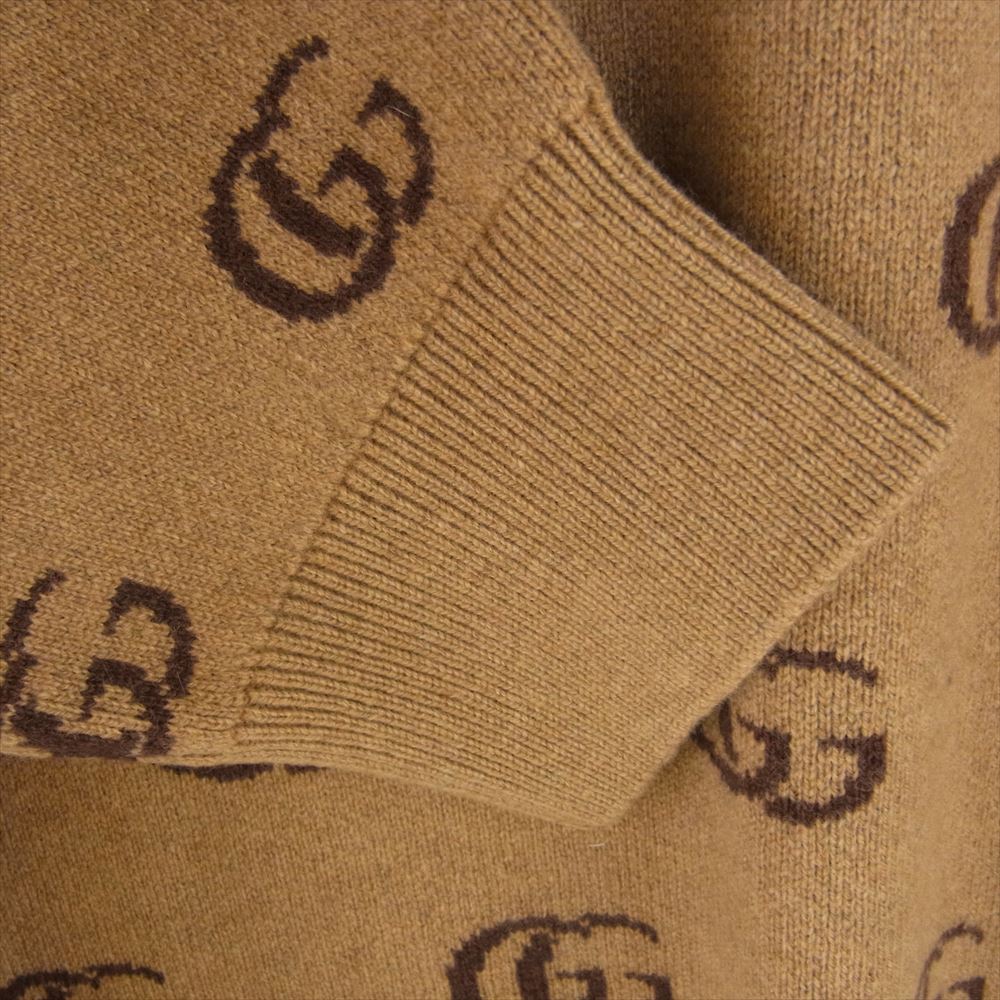 GUCCI グッチ 655104 カシミヤ ウール ダブルG Vネック ニット ブラウン ブラウン系【新古品】【未使用】【中古】