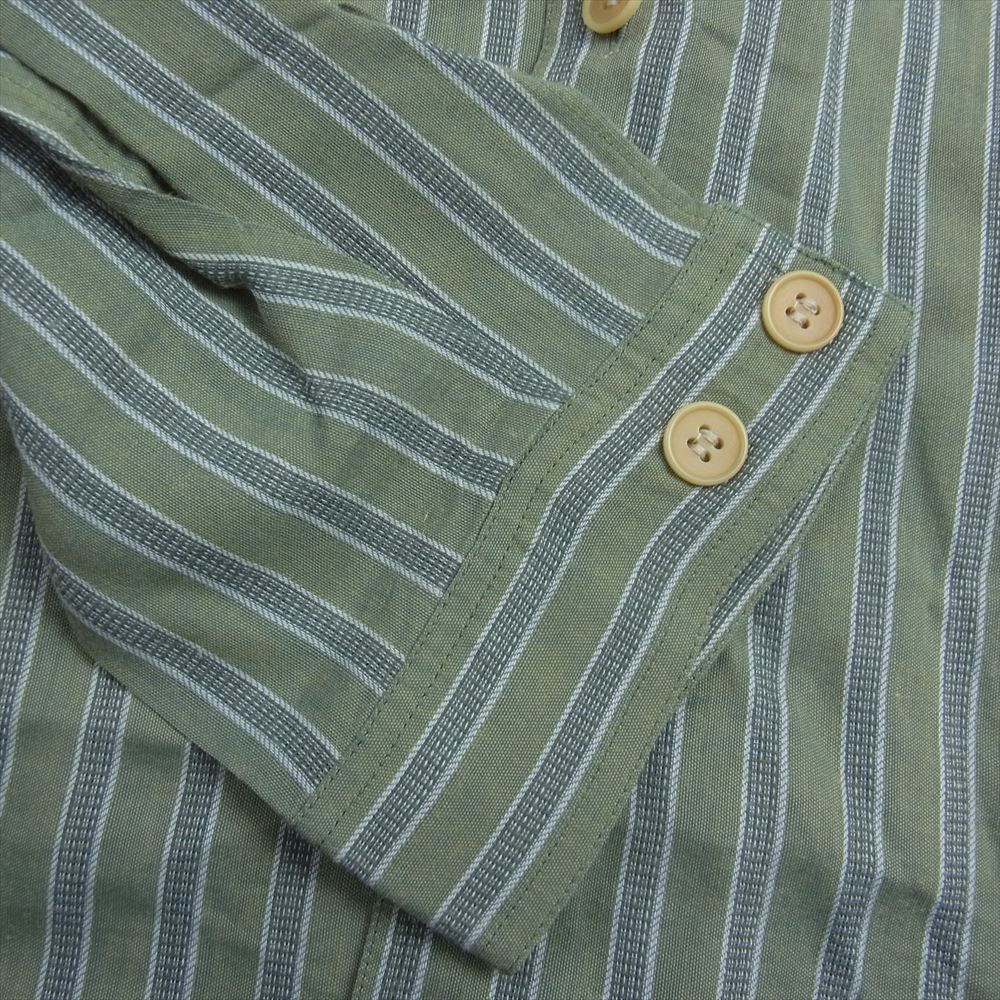 Emporio Armani エンポリオ・アルマーニ 長袖 ボタンダウン ストライプ シャツ カーキ系 M【中古】