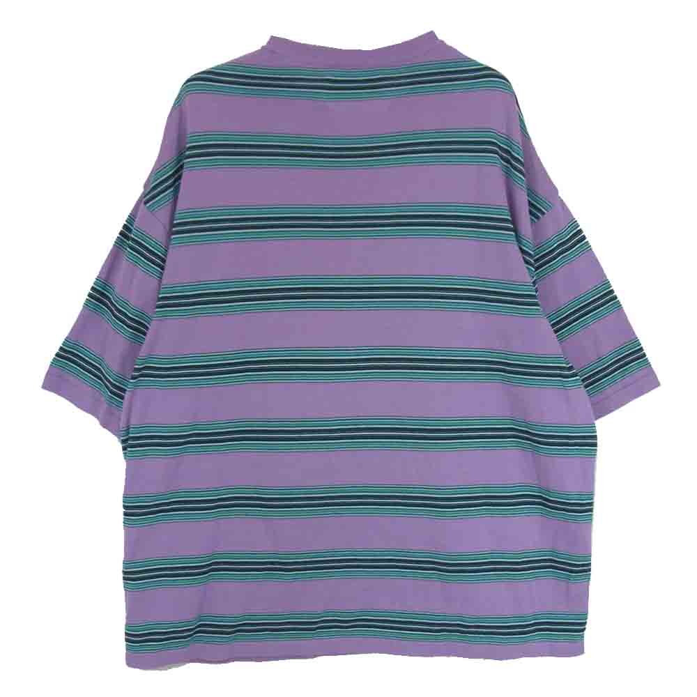 メゾンスペシャル 11221361339 マルチボーダー プライム オーバー ニット Tシャツ パープル系 01【中古】