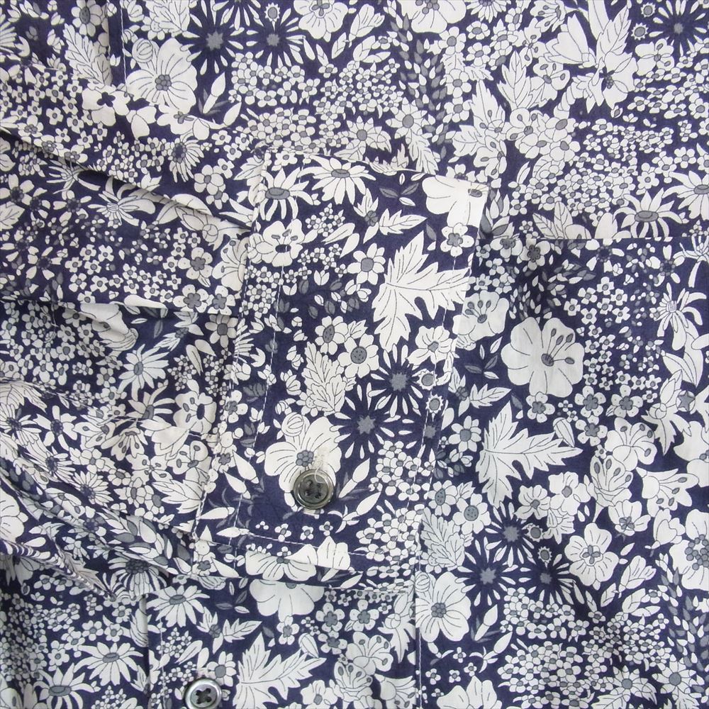 GRAPHPAPER グラフペーパー 22SS GM222-50001 for Liberty Oversized Regular Color Shirt オーバーサイズ フラワー総柄 長袖 シャツ ネイビー系 F【中古】