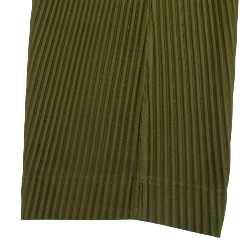 HOMME PLISSE ISSEY MIYAKE オム プリッセ イッセイミヤケ 24SS HP41JF135 PLEATS BOTTOMS プリーツ ボトムス ヘリンボーン プリーツパンツ オリーブ系 3【中古】