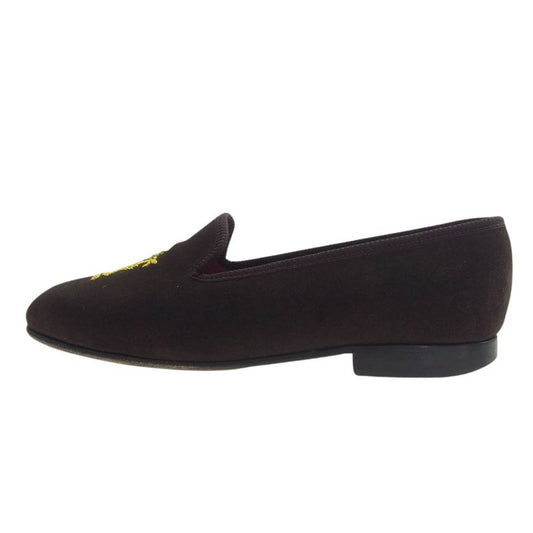 Tricker's トリッカーズ イギリス製 CHURCHILL チャーチル スエード 刺繍 オペラ スリッポン ブラウン系 8.5【中古】