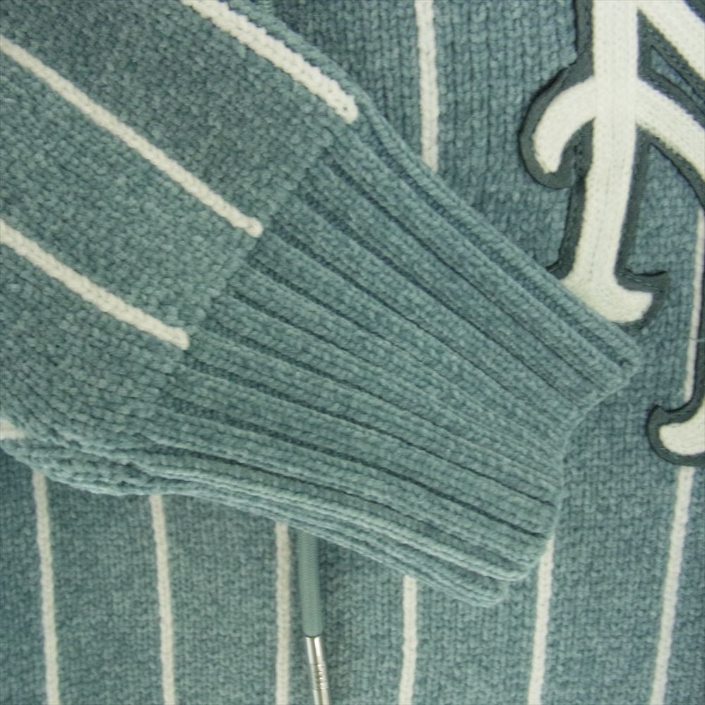 キス 21AW KHM030112 × MLB for New York Mets Hayes Chenille Hoodie ニューヨーク ヘイズシェニール ストライプフーディー パーカー ライトブルー系 M【中古】