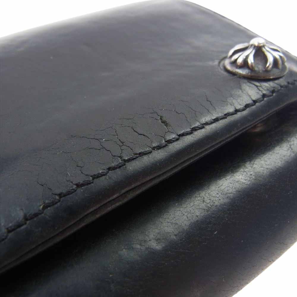 CHROME HEARTS クロムハーツ(原本無) 3FOLD スリーフォールド クロスボールボタン 三つ折り ウォレット ブラック系【中古】