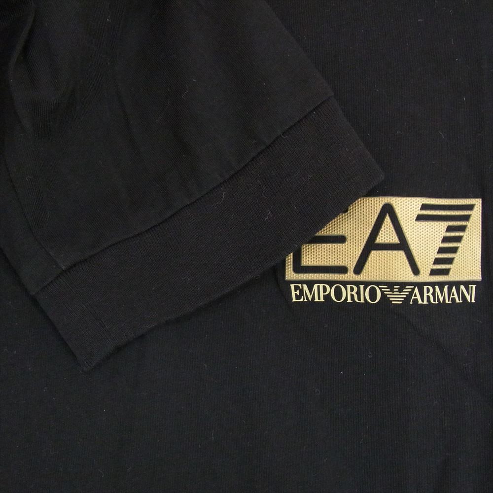 Emporio Armani エンポリオ・アルマーニ 6LPT14 PJM9Z ラバーパッチ ロゴ プリント 長袖 ロングスリーブ Tシャツ カットソー ブラック系 XL【中古】