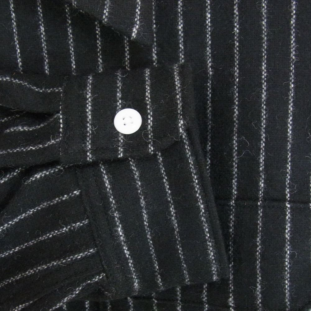 ANDFAMILYS アンドファミリー SHL-2210714 WOOL WORK SHIRTS ストライプ ウール ワーク 長袖 シャツ ブラック系 M【美品】【中古】