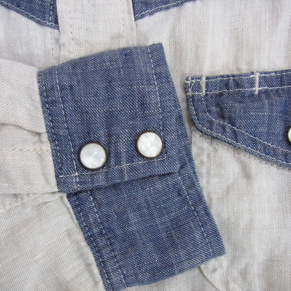 イーブルアクト リネン ウェスタン 襟刺繍 長袖シャツ オフホワイト系 M【中古】