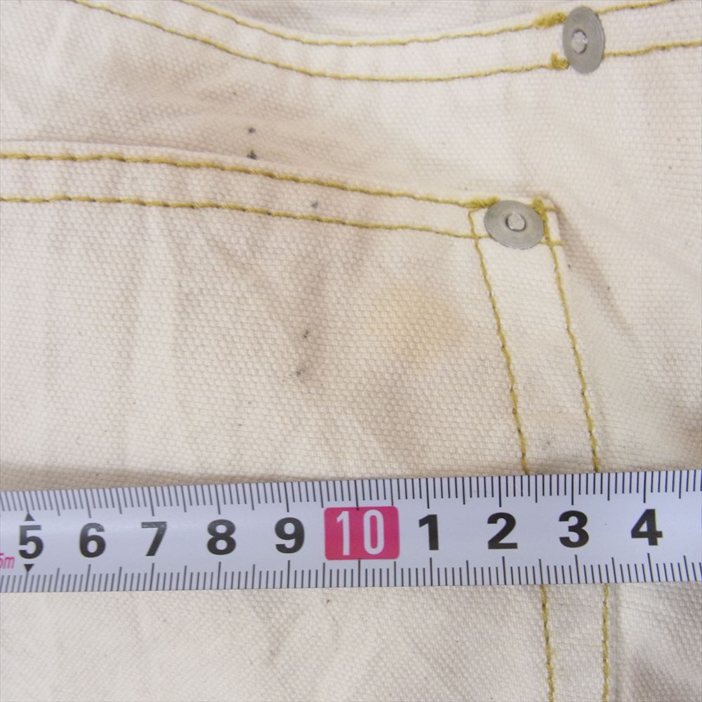 カリフォルニアライン ボタンフライ シンチバック ダブルニー ペインター ワーク パンツ オフホワイト系 29【中古】