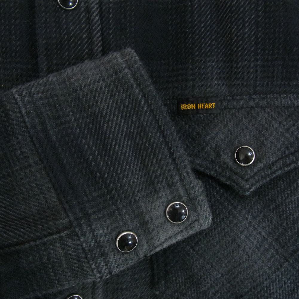 IRON HEART アイアンハート ウルトラ ヘビー チェック フランネル ネルシャツ 長袖 ブラック系 M【中古】