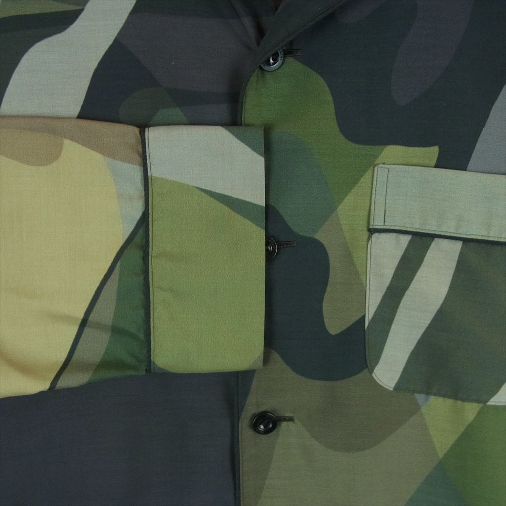 Sacai サカイ 21-02574M KAWS Long Sleeve Shirt カウズ ロングスリーブ 長袖 シャツ ジャケット グリーン系 2【中古】