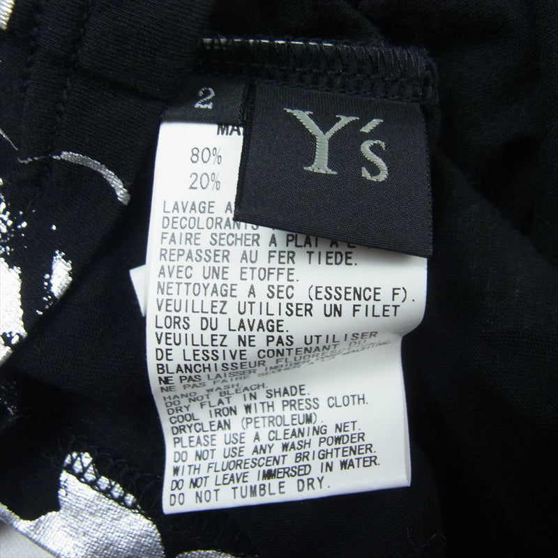 Y's Yohji Yamamoto ワイズ ヨウジヤマモト YK-T52-978 シルク混 箔プリント タンクトップ ブラック系 S【中古】
