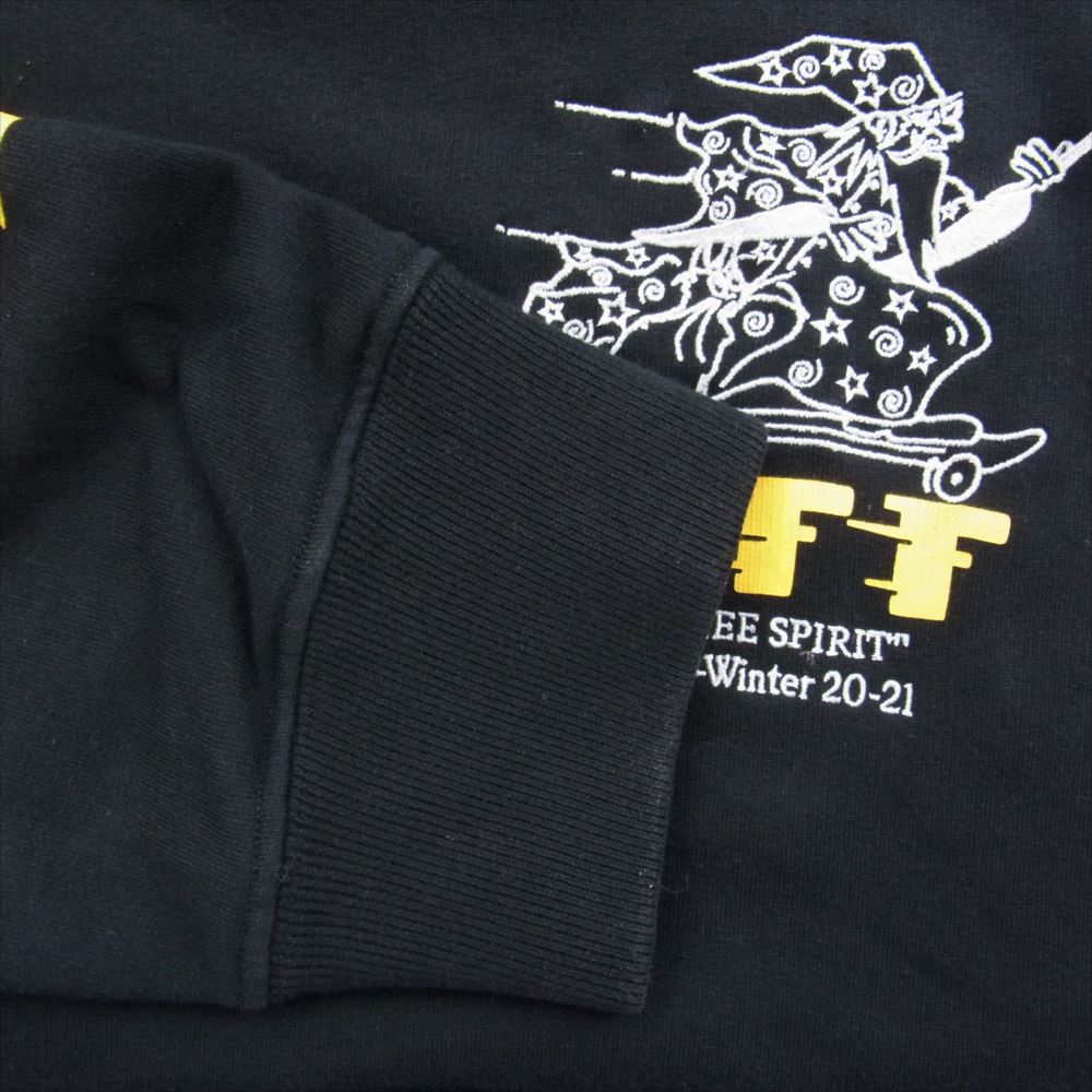 OFF-WHITE オフホワイト 20AW OMBB037F20FLE009 Free Spirit Wizard Hoodie フリースピリット バックプリント 刺繍 スウェット プルオーバー パーカー ブラック系 L【中古】