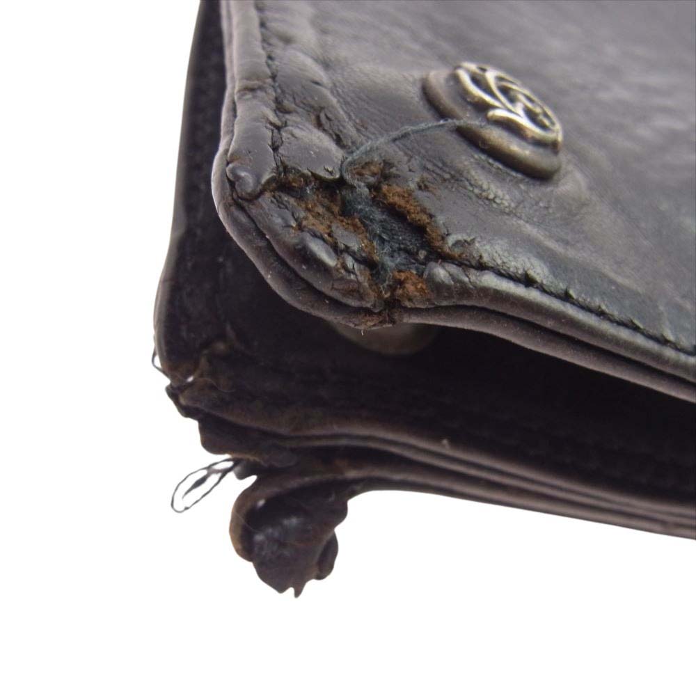 CHROME HEARTS クロムハーツ(原本無) 1ZIP 1ジップ フローラルボタン レザー ウォレット ブラック系【中古】